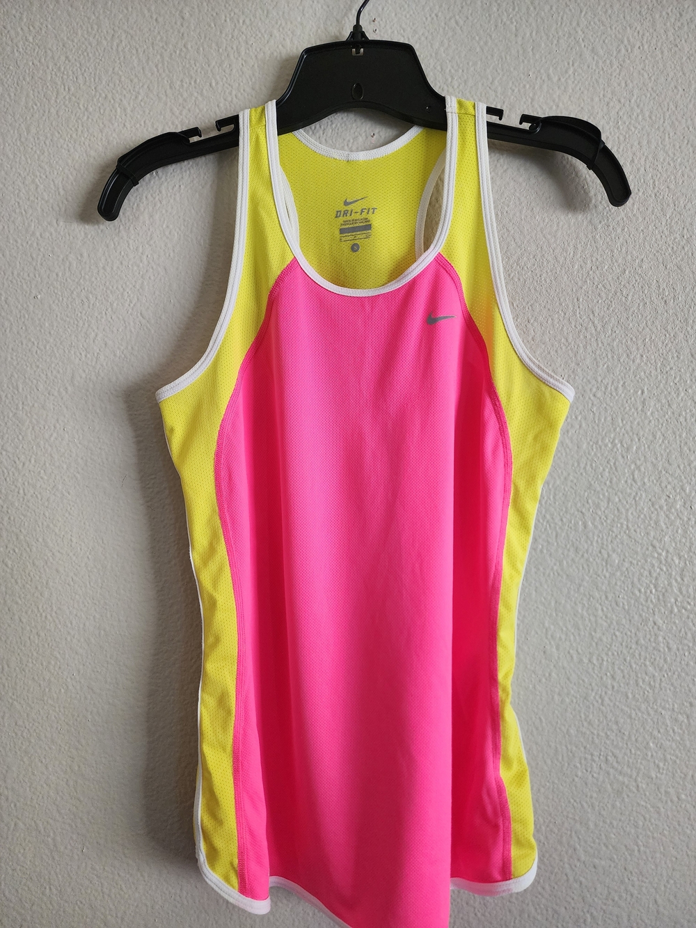 Nike Dri-FIT Neon Pink & Volt Yellow Racerback Running Tank Top Women's Small